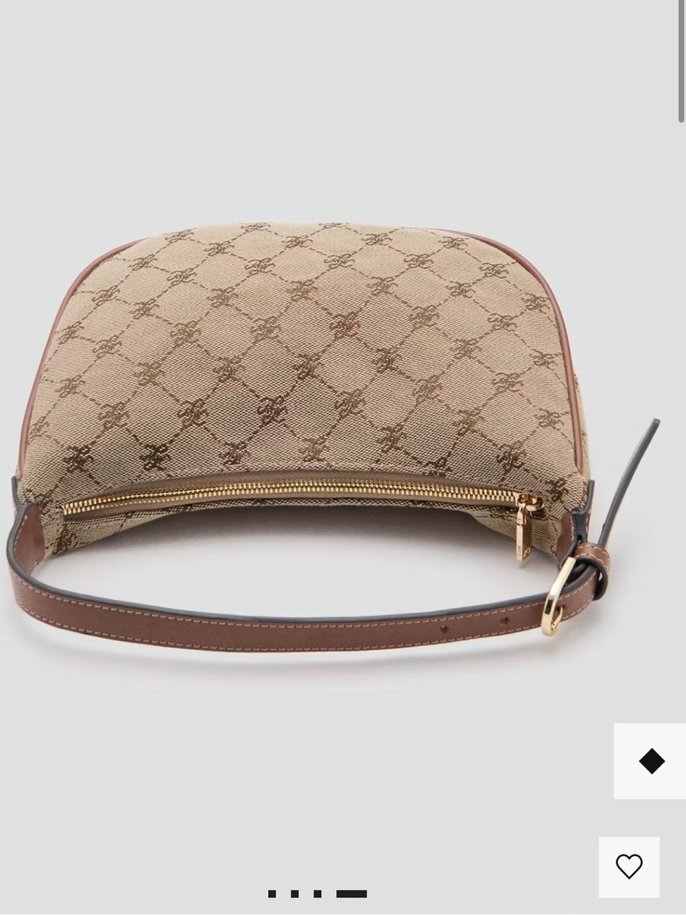 Mango Beige Monogram Shoulder Bag with Brown Trim SMALL JACQUARD SHOULDER BAG - Picture 4 of 6